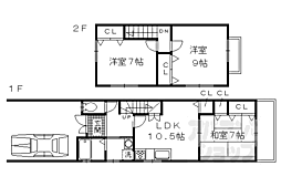 京阪宇治線 六地蔵駅 徒歩3分の賃貸一戸建て 3LDKの間取り
