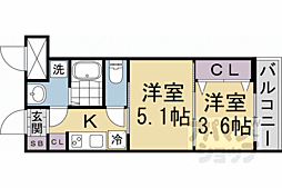 クレストタップ京都丹波口 4階2Kの間取り