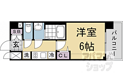 プレサンス十条凜華 6階1Kの間取り