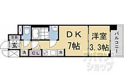 プレサンス十条凜華 3階1DKの間取り