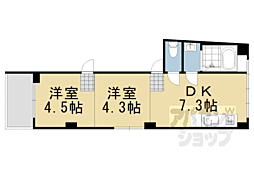 阪急京都本線 大宮駅 徒歩2分の賃貸マンション 4階2DKの間取り