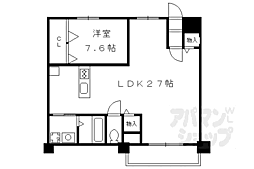 阪急京都本線 大宮駅 徒歩4分の賃貸マンション 2階1LDKの間取り