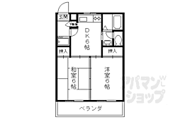 阪急京都本線 西院駅 徒歩14分の賃貸マンション 2階2DKの間取り