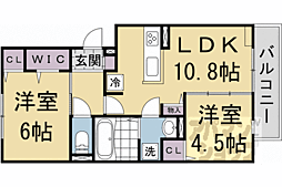 京阪本線 丹波橋駅 徒歩30分の賃貸アパート 2階2LDKの間取り