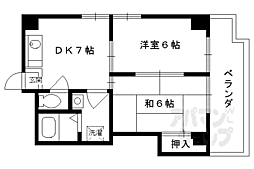 京阪宇治線 桃山南口駅 徒歩9分の賃貸マンション 4階2DKの間取り