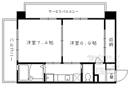 JR山陰本線 丹波口駅 徒歩8分の賃貸マンション 7階2Kの間取り