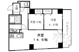 阪急京都本線 西院駅 徒歩9分の賃貸マンション 4階2LDKの間取り
