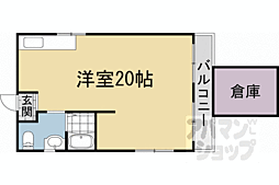 JR山陰本線 円町駅 徒歩7分の賃貸マンション 1階ワンルームの間取り