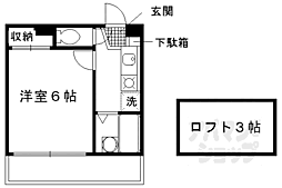 京阪本線 藤森駅 徒歩7分の賃貸アパート 2階1Kの間取り