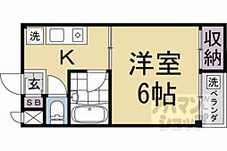 チェリーアート東山 2階1Kの間取り
