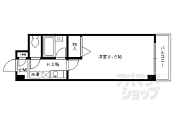 京都市営烏丸線 竹田駅 徒歩4分の賃貸マンション 4階1Kの間取り