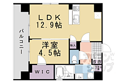 京都市営烏丸線 五条駅 徒歩9分の賃貸マンション 2階1LDKの間取り