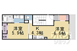 京都市営烏丸線 五条駅 徒歩8分の賃貸アパート 3階1LDKの間取り