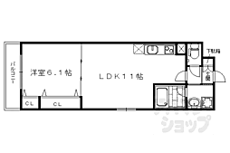 カサドラーダ九条烏丸 3階1LDKの間取り