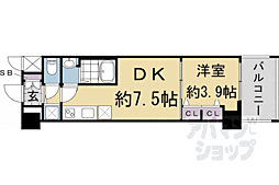 阪急京都本線 西院駅 徒歩8分の賃貸マンション 7階1DKの間取り