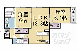 京阪本線 丹波橋駅 徒歩7分の賃貸アパート 1階2LDKの間取り