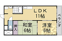 勧修寺ハイツ 2LDKの間取図画像