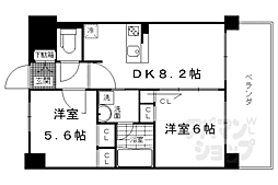 エステムプラザ京都河原町通 2DKの間取図画像