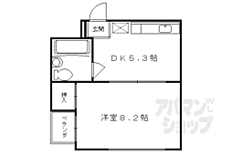第2ヌヴェールハイツ 1DKの間取図画像