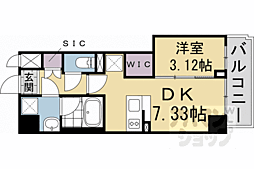 LW京都桜邸 1DKの間取図画像