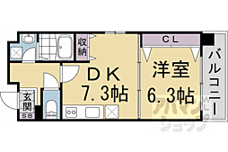 サルタル大和大路 1DKの間取図画像