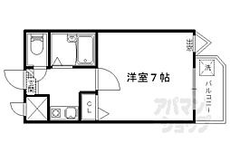 ハーミテージ安朱 1Kの間取図画像