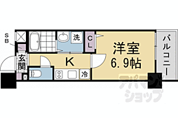 エストゥルース京都 1Kの間取図画像