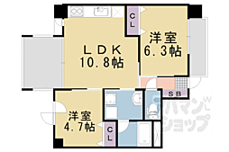 ラティス東野 2LDKの間取図画像