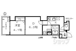 ベラジオ京都西大路2 1DKの間取図画像