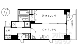 ベラジオ五条堀川3 1DKの間取図画像