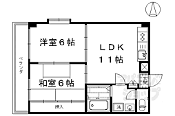コーポ西ノ庄 2LDKの間取図画像