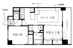 エステムプラザ京都聚楽第雅邸 2DKの間取図画像