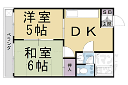 アムール五条 2DKの間取図画像