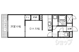 パインベルテ御陵 1DKの間取図画像