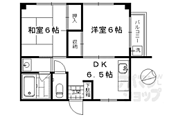 レジデンス高畑 2DKの間取図画像