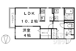 アルページュ頌徳B棟 1LDKの間取図画像