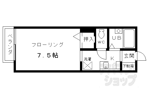 京都府京都市右京区太秦帷子ノ辻町(賃貸アパート1K・2階・23.33㎡)の写真 その2