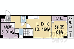 二条城東レジデンス 1階1SLDKの間取り