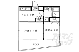 JR山陰本線 嵯峨嵐山駅 徒歩3分の賃貸マンション 1階2DKの間取り