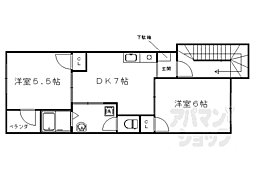 JR山陰本線 円町駅 徒歩4分の賃貸マンション 3階2DKの間取り
