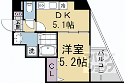 阪急京都本線 西京極駅 徒歩10分の賃貸マンション 6階1DKの間取り
