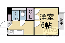 阪急京都本線 西院駅 徒歩10分の賃貸マンション 1階1Kの間取り
