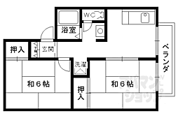 JR山陰本線 嵯峨嵐山駅 徒歩9分の賃貸アパート 1階2DKの間取り