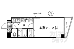 JR東海道・山陽本線 西大路駅 徒歩4分の賃貸マンション 8階1Kの間取り