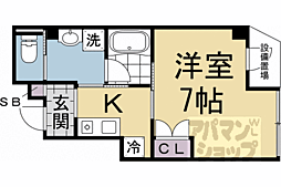 JR東海道・山陽本線 京都駅 徒歩11分の賃貸マンション 2階1Kの間取り