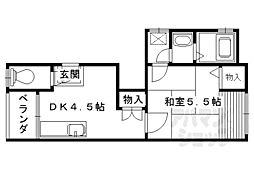 JR山陰本線 太秦駅 徒歩5分の賃貸アパート 1階1DKの間取り
