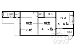 イースト東福寺 3階2DKの間取り