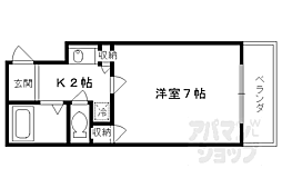 京都市営烏丸線 十条駅 徒歩4分の賃貸マンション 2階1Kの間取り