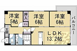 近鉄京都線 十条駅 徒歩9分の賃貸マンション 5階3LDKの間取り
