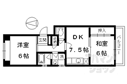近鉄京都線 上鳥羽口駅 徒歩11分の賃貸マンション 1階2DKの間取り